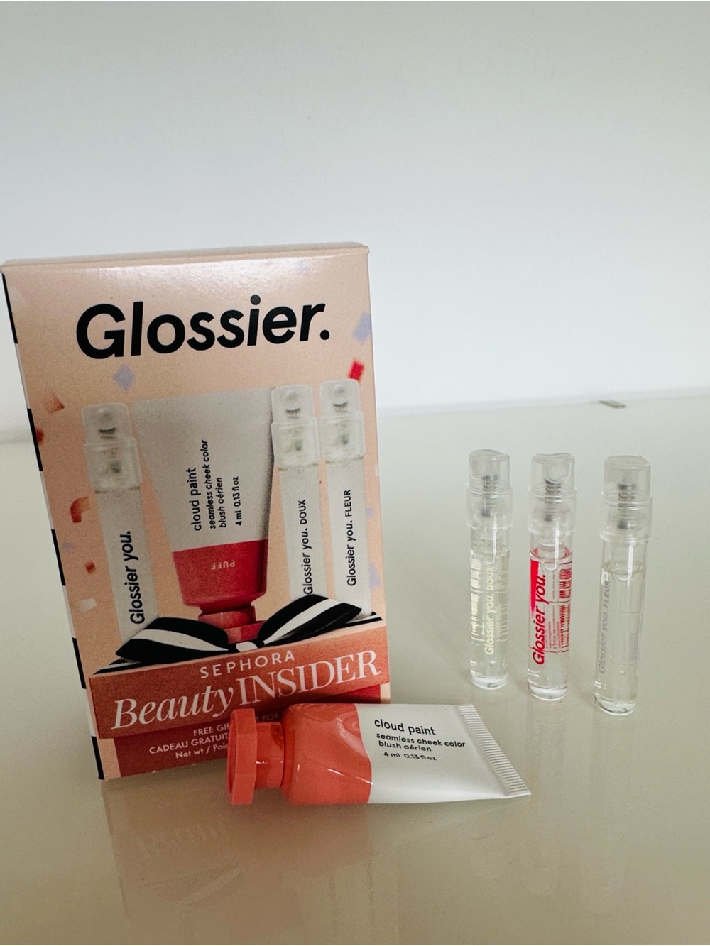 Glossier Sephora birthday gift includes samples of You, You Doux and You Fleur
